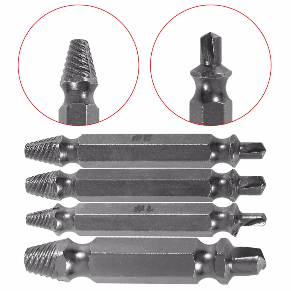 Профессия 4 шт./компл. Сталь сломанные винты экстрактор двойной боковой поврежденные болт жидкость для снятия легко набор сверл комплект
