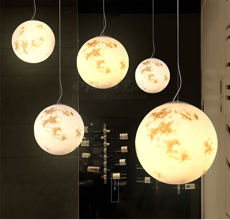 

20-60CM minimalist restaurant Pendant Lights coffee shop creative retro personalized bedroom art circle moon ZL37
