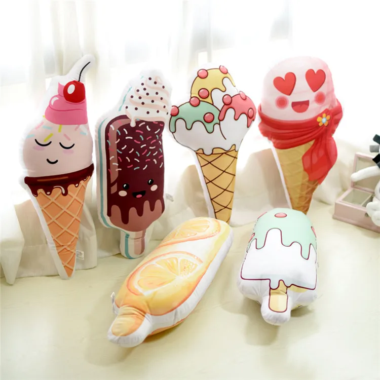 Kawaii в форме мороженого подушка мягкая короткая плюшевая подушка забавная спальня окно декоративная подушка удобная задняя Подушка Детские игрушки