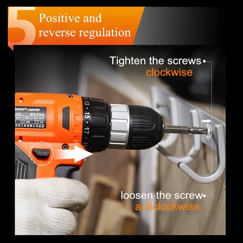 

12V Electric Screwdriver Rechargeable Battery Electric Hand Drill Variable Speed Wrench w/ Bits Set Electric Drill Power Tools