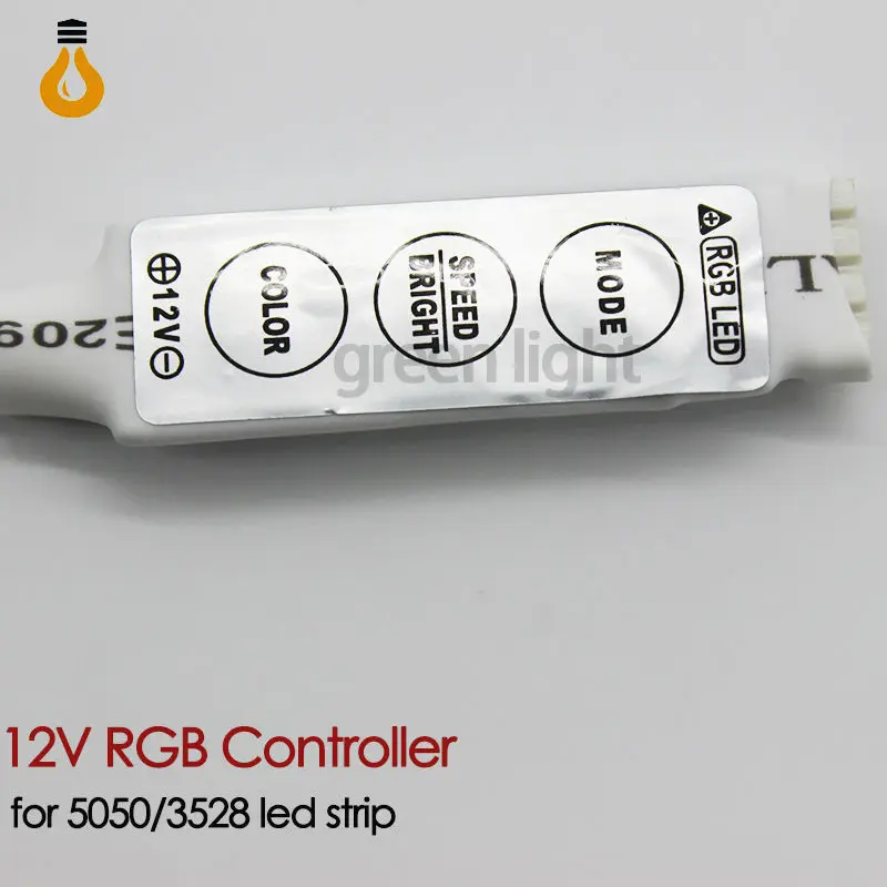 10 шт./лот 12V 6A 3 клавиши мини контроллер Диммер для 5050 3528 RGB Светодиодные ленты светильник 19 динамических режимов и 20 статических Цвет