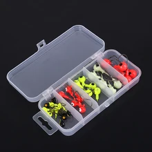30PCS Jig Big Hook 6 Color Eye Jig Hook Mini Lead Round Head Fishing Lure Jigs