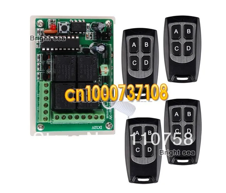 

New DC 12V 10A 4CH Learning Code RF Wireless Remote Control Switch Systems Transmitter and receiver system