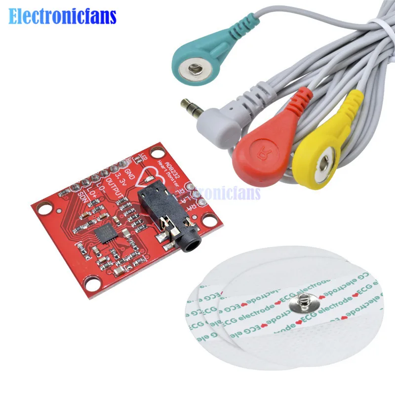 1 Набор Diy Kit AD8232 Ecg модуль измерение показателей ЭКГ Пульс сердце датчика