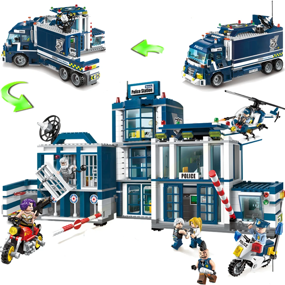 

ENLIGHTEN Mobile Police Station Building Blocks Sets Model 951+pcs Enlighten Educational DIY Construction Bricks Toys For Kids