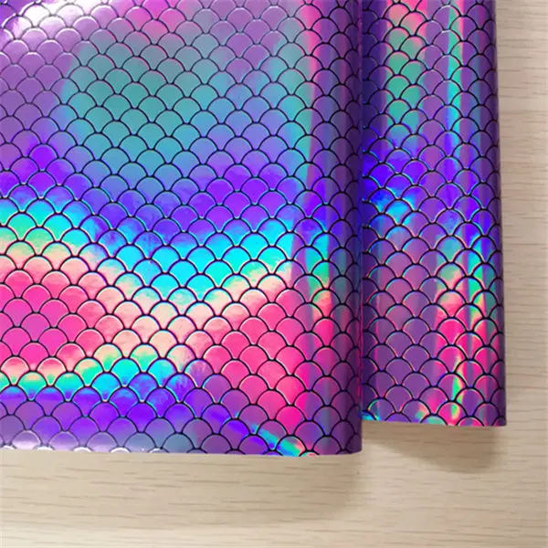 

Free shipping 30x134cm hologram fish scale vinyl fabric synthetic leather fabric