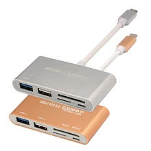 DEPZOL USB 3.1 Type-C to High Speed USB 3.0 Hub SD TF Memory Card Reader OTG Adapter High-end Aluminum Alloy Memory Cards Reader