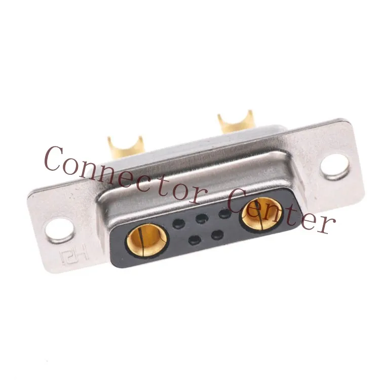 High Power 7W2 Female Solder Type D sub Connector Machined Pin Full Gold Flash Wire Type