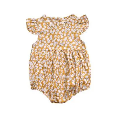 Orangemom новорожденный-3 года для маленьких девочек с рукавом-бабочкой комбинезон 3 цвета детские комбинезоны летние Красивая Цветочная Одежда для девочек - Цвет: yellow