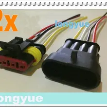 Longyue 2 наборы для ухода за кожей 4 булавки водостойкие электрические провода разъем Мотоцикл морской 10 см провода