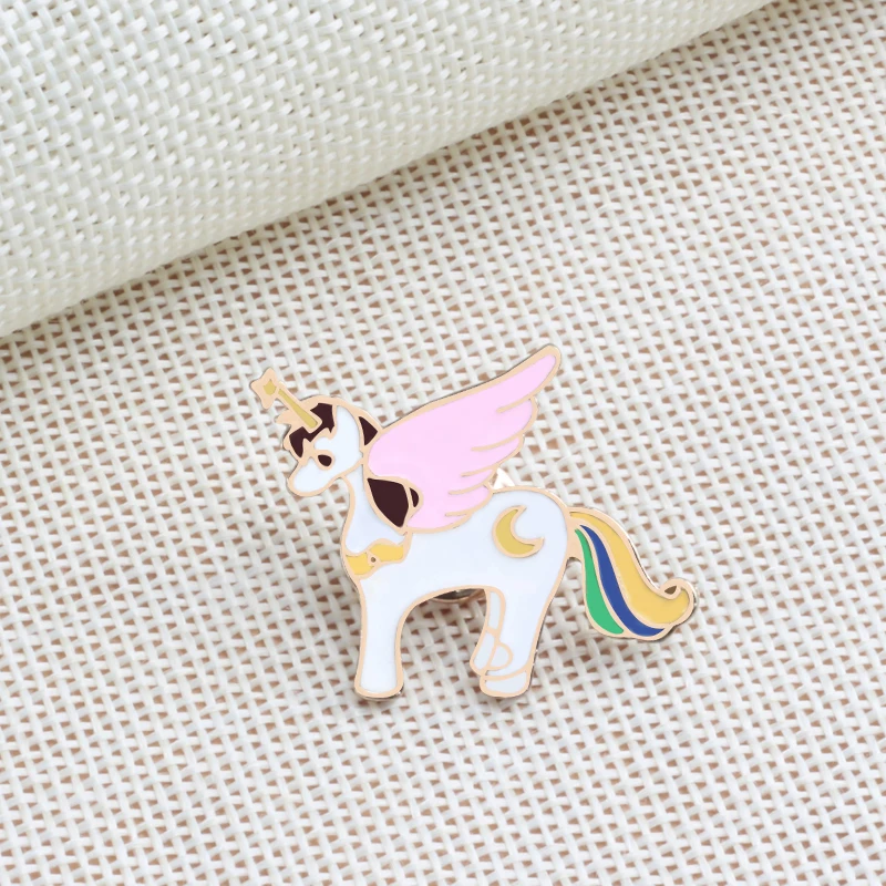 3pce/набор милая рогатая брошь лошадь Kawaii эмалированные булавки значки Фэнтези