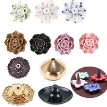 1 шт. 17 стилей в форме лотоса металлическая горелка держатель благовония тарелка для палочки конус благовония ароматерапия буддийские ремесла подарок домашний декор