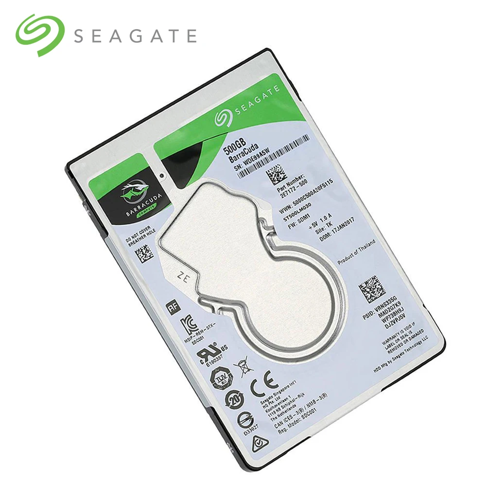 

Seagate ST500LM030 500GB Notebook Internal Hard Disk Drive 2.5 Inch 7mm 5400RPM SATA 6Gb/s Interface 128MB Cache Memory - Silver