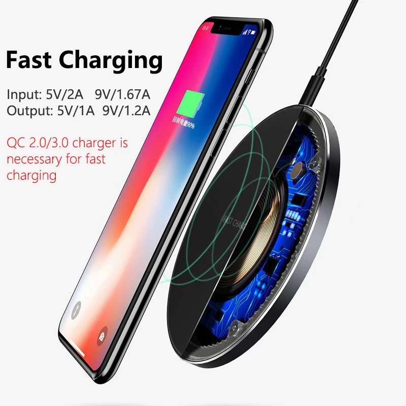 Беспроводное зарядное устройство для iPhone XS Max тонкое портативное настольное 10 Вт