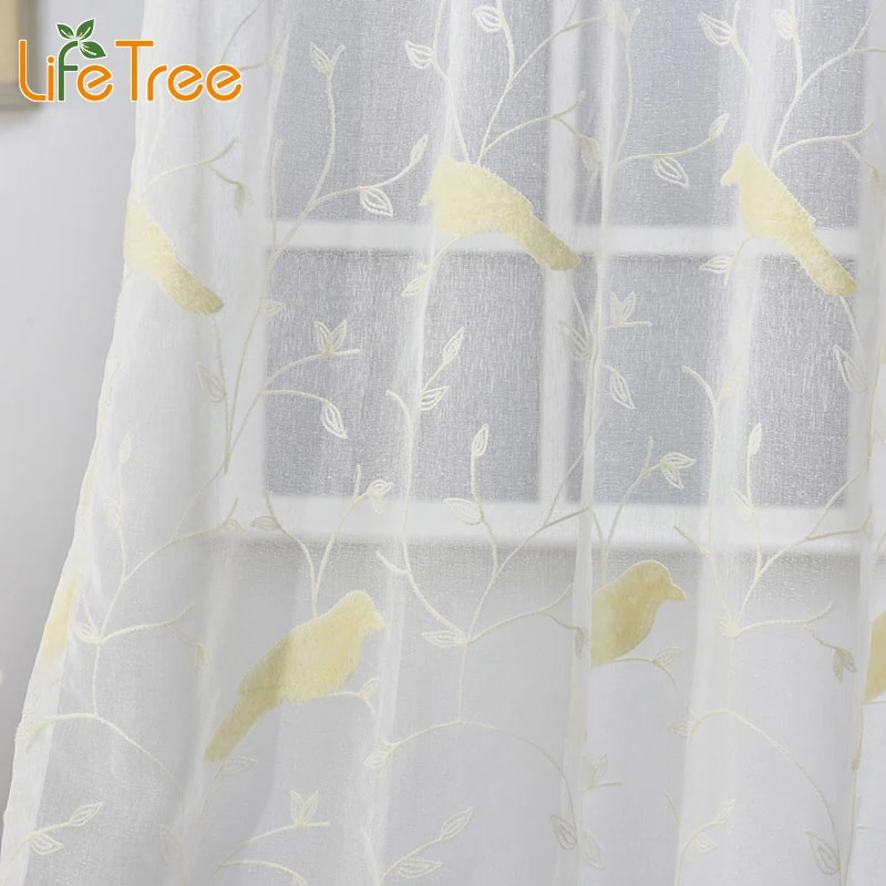 

LifeTree Embroidered Linen Tulle Curtain For Bedroom Living Room High Quality Sheer Curtains Window Voile Custom Made