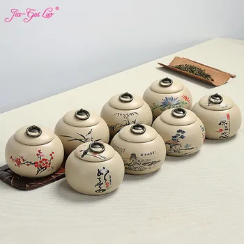 

JIA-GUI LUO Ceramic tea box Dried fruit storage cans Sealed bottle Tea Accessories Pu'er tea storage box ceramic jar D082