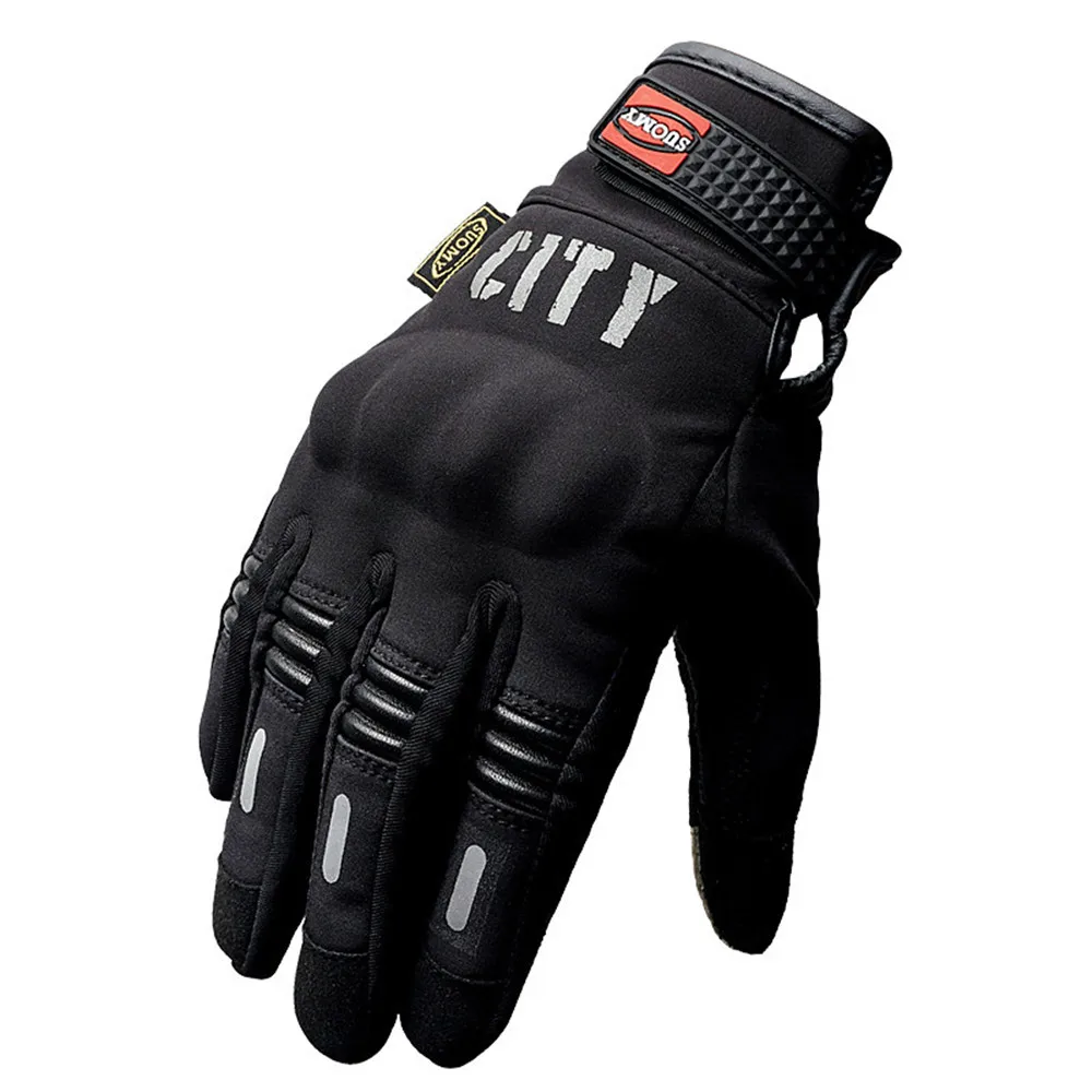 

Black Racing Touch Screen Waterproof Gloves Motorcycle ATV Downhill Cycling Riding Genuine Leather Full Finger Gloves