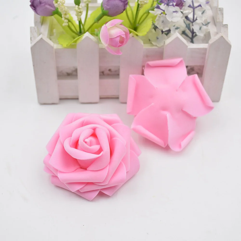 10 шт. 7 см Искусственный цветок высокого качества ПЕНА РОЗА ручной работы искусственный цветок свадебное украшение DIY буфер слоеный цветок - Цвет: Розовый