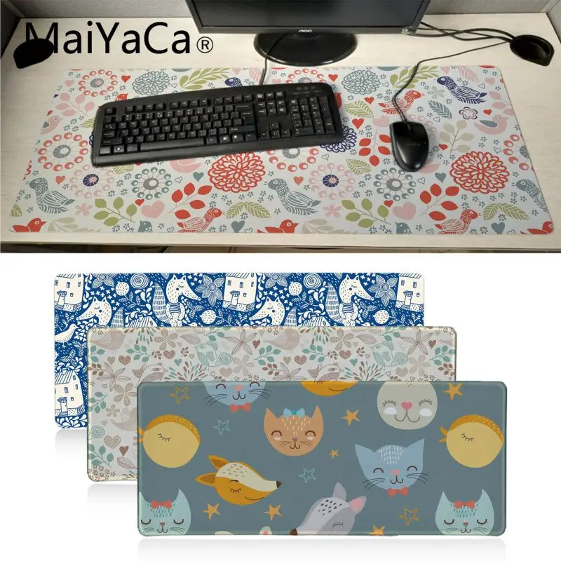 

MaiYaCa Animal fox flowers and birds Rubber Computer mats Super Grande Large Gaming mouse pad Keyboard Mat Gift for children