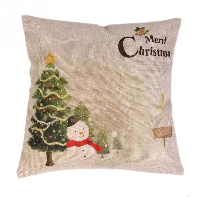 Hot Sale Linen Christmas Pillow Case Pine and Snowman Merry Cover Cushio Festivals Decoration-] | Дом и сад
