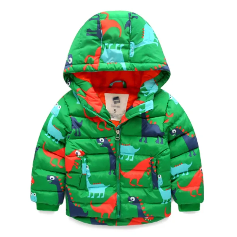 New Brand Boys Winter Coat Print Dinosaur Kids Winter Jacket Kinder