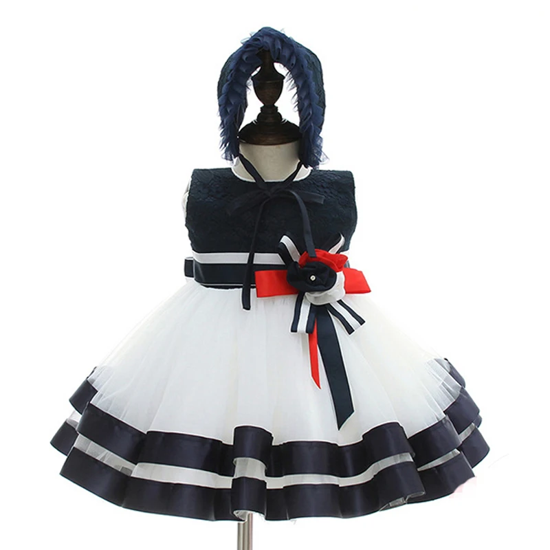 

Navy Blue Toddler Girl Clothes Party Favors Ball Gown Dress for 12 18 24 Month Newborn Dresses Christening Gowns Party Bow Tutu