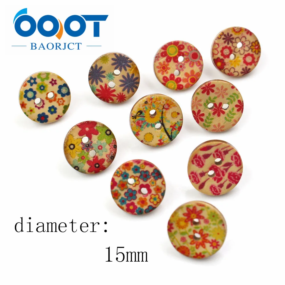 

OOOT BAORJCT 181231 100 pcs Multicolor optional 2 hole coconut shell sewing button China 15 mm clothing button DIY material