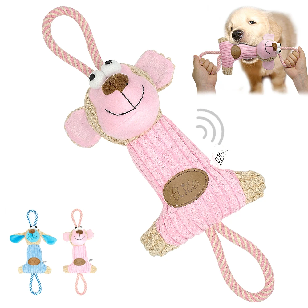 

Sound Squeaky Dog Toy Plush Interactive Tug Rope Toy Monkey Shape Teeth Cleaning Chewing Toy For Dogs Pet Puppy Training Playing