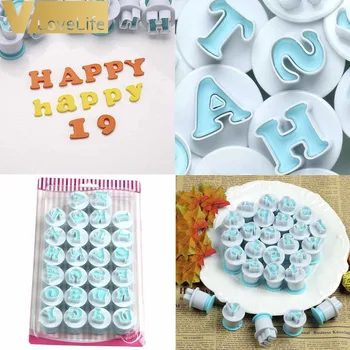 

10/26Pcs Cake Cutter Number Upper & Lowercase Alphabet Letter Blue Plastic Baking Pastry Mold Cake Decoration Tools
