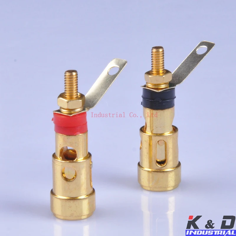

4pc Gold Speaker Terminal Spring Loaded Press Cable Audio Amplifier Binding Post