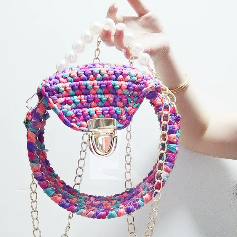 

Hot Clear Knitted Handbag Big Crochet Knitting Yarn DIY Material Set Summer Fashion Bag