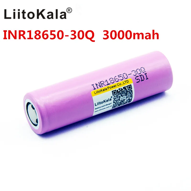 LiitoKala для INR 18650 аккумулятор 3,7 V 3000 mAh INR18650 30Q литий-ионный аккумулятор