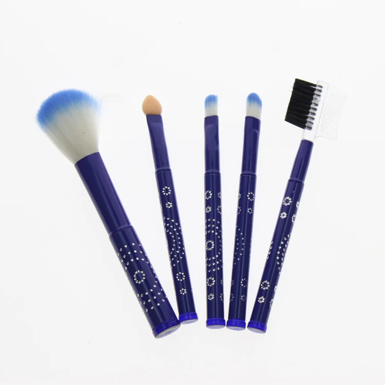 5Pcs Set Blue Aluminum Handle Makeup Brush Set Include Eyebrow Comb Blush Brush font b Applicator