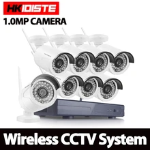 Hkixdiste 8ch 720 P Wi-Fi NVR 1 ТБ HDD с 8 шт. 1.0mp Водонепроницаемый пуля ИК Беспроводной IP HD Камера /Беспроводной комплект системы видеонаблюдения