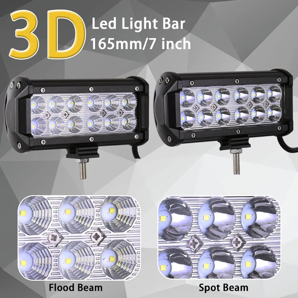 2PCS LED Bar 7 Inch Light 36W Work for Motorcycle Driving Offroad Boat Car Tractor Truck 4x4 SUV ATV 12V | Автомобили и мотоциклы