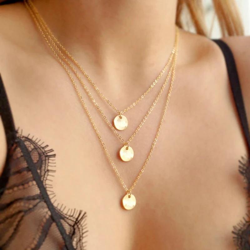 

European And American Fashion Accessories New Size Electroplated Sequins And Beautiful Multi Layer Long Necklaces