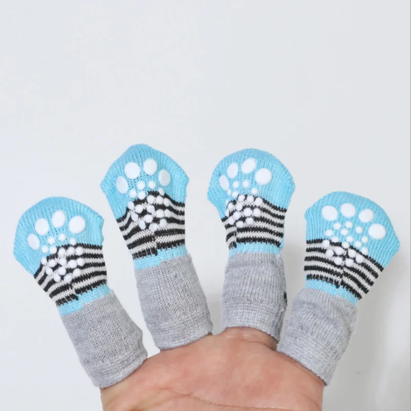 Домашние носки для собак, мягкие хлопковые противоскользящие теплые противоскользящие лапы, легкая стирка, домашние носки для собак и кошек