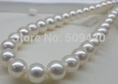 

~~ Free Shipping HUGE AAA 11-12MM PERFECT ROUND SOUTH SEA GENUINE WHITE PEARL NECKLACE 18
