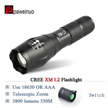 

Zoomable led lanternas cree xml T6 led Flashlight Waterproof AAA OR 18650 rechargeable battery high power tactical police torch