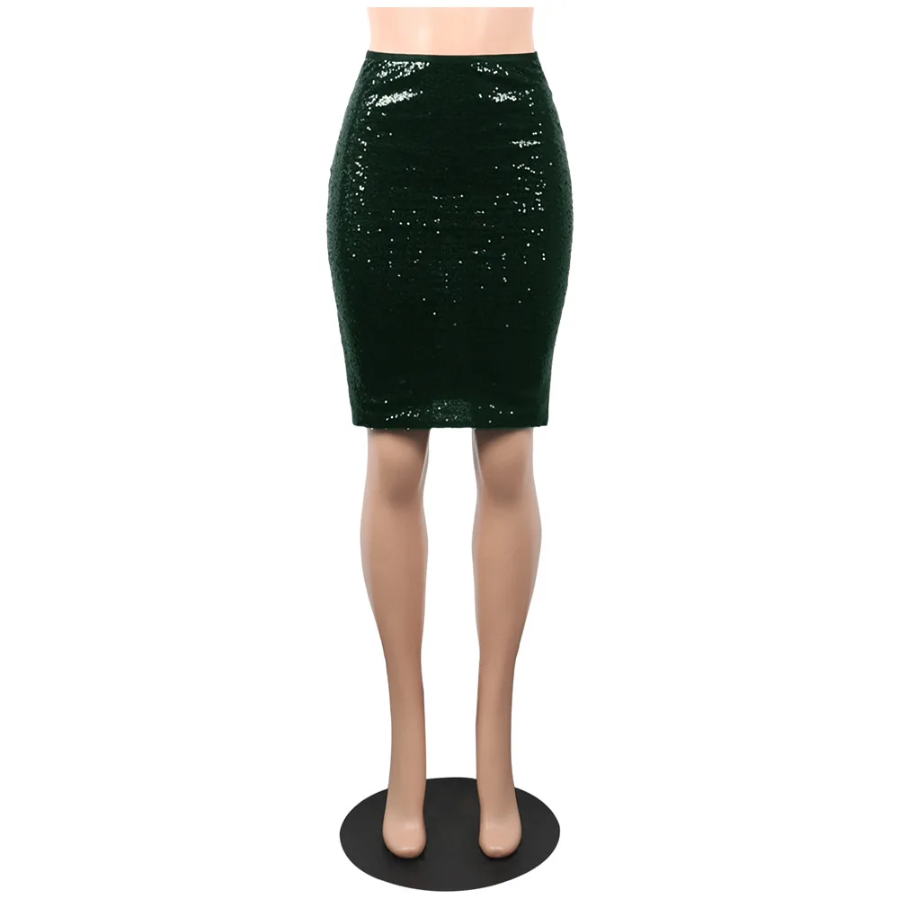 QILI Женская юбка с пайетками элегантная юбка-карандаш длиной до колена, облегающая юбка до бедра, юбка для вечеринок, Клубная блестящая юбка с блестками, 6 цветов