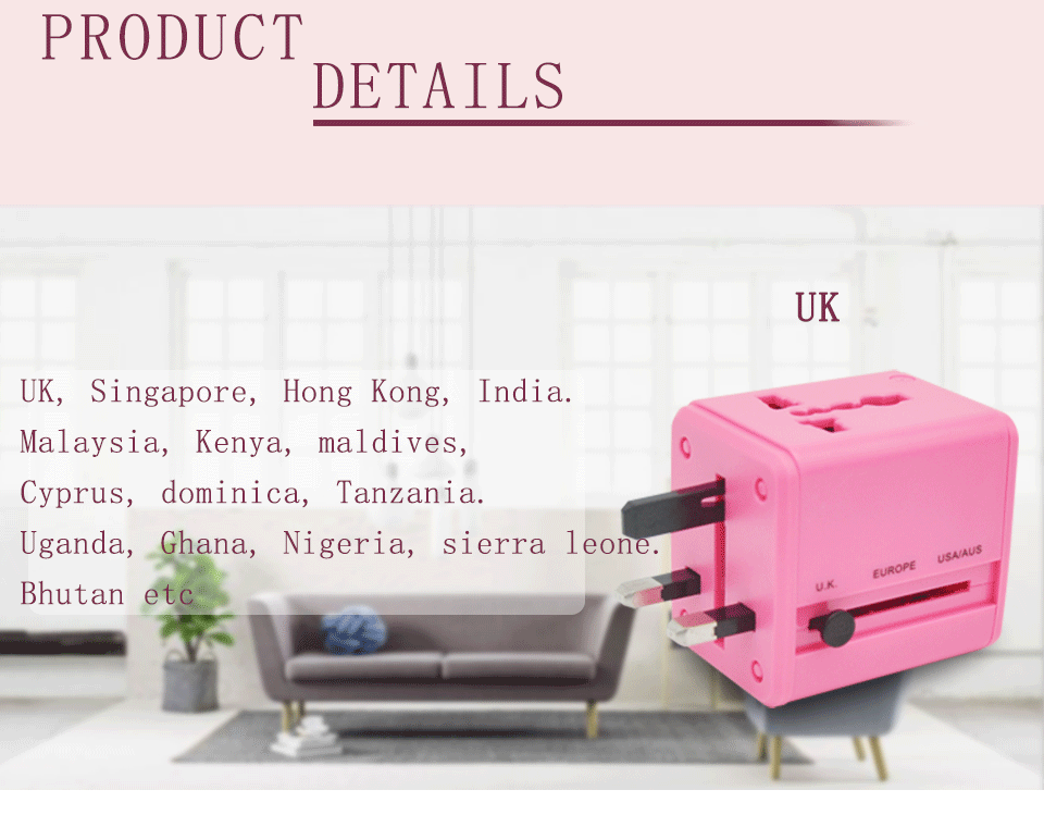 Universal Travel Adapter Electric Plugs Sockets Converter US AU UK EU with Dual USB Charging 2.1A Electrical Power Plug European (8)