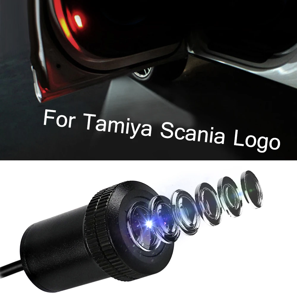 

2-10 pcs For Tamiya Scania Logo Car Door LED Emblem Ghost Shadow Light Projector Courtesy Light 12V Led For R470 R620 RC Actros