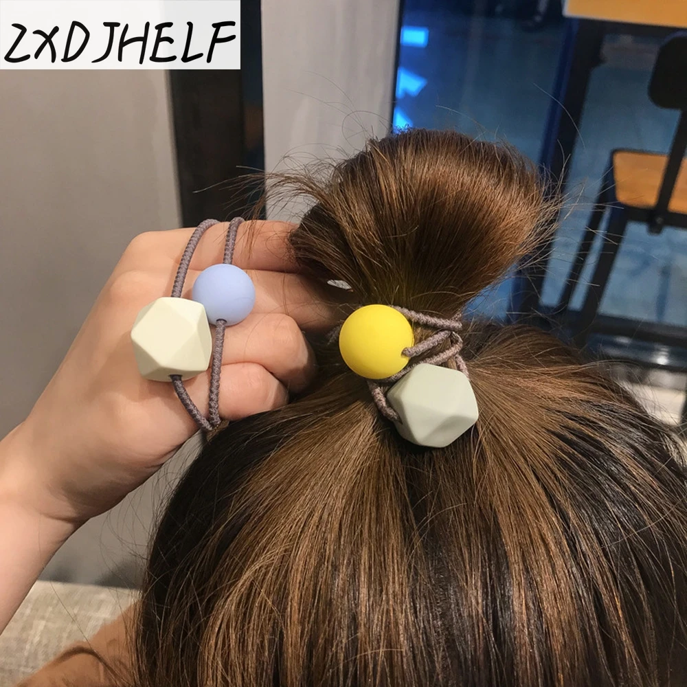 

ZXDJHELF Korean Simple Acrylic Geometric Hair Clip Girl Circle Hairpin Children Elastic Rope Kids Barrette Hair Accessories F036