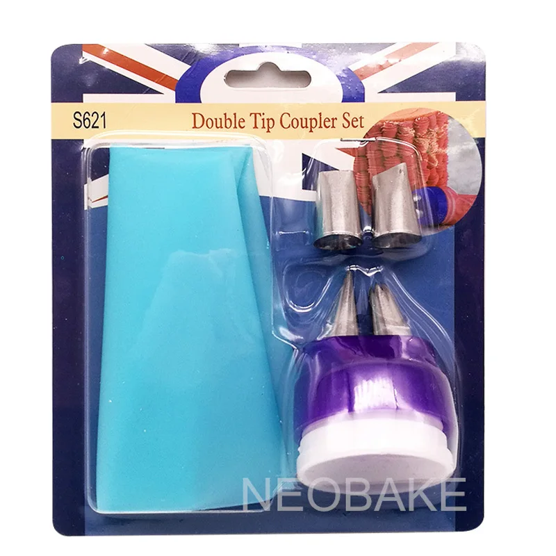 

6PCS Tip2 Decorating Duo Tip Coupler Set Cake Tips Coupler Pastry bag Tool Icing Piping Nozzles Bakeware Cake Decoration Tools