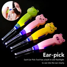 Светильник светодиодный светильник вспышка ушной палочки воск милый мультфильм животное съемный удалитель ушной серы инструмент для удаления палочки ушной палочки чистые уши