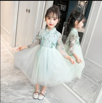 

2019 super beautiful cute new girl dress outwear wedding 3-13T teenage fashion Kids clothes summer Chinese style princess skirt