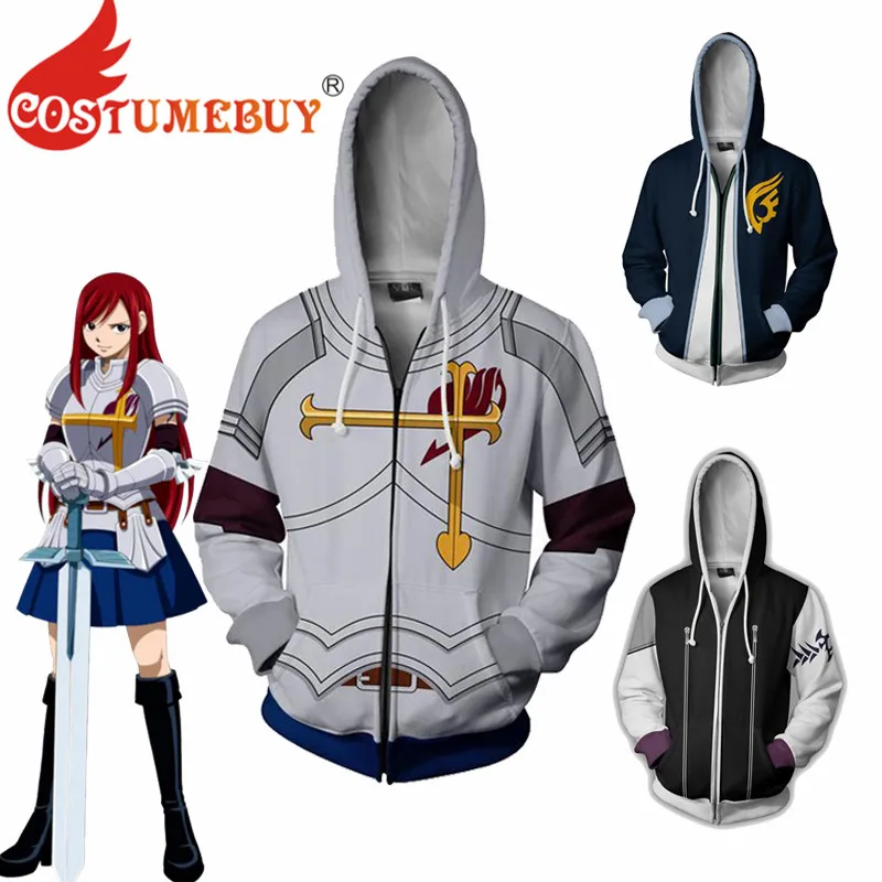 

CostumeBuy Anime Fairy Tail Cosplay Erza Scarlet Costume Women Men Casual Coat 3D Hoodie Zipper Jacket Sweater Plus size 3XL