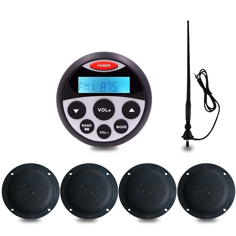 

Marine Bluetooth Radio Stereo Audio FM AM MP3 Player + 4" Waterproof Marine Speaker + Antenna For ATV UTV Yacht Boat Motorcycle