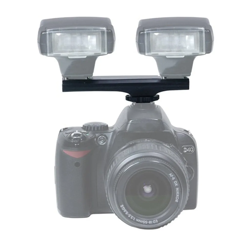 Двойной Горячий башмак Вспышка Speedlite кронштейн сплиттер для Nikon D750 D7200 D7100 D7000 D800 D810