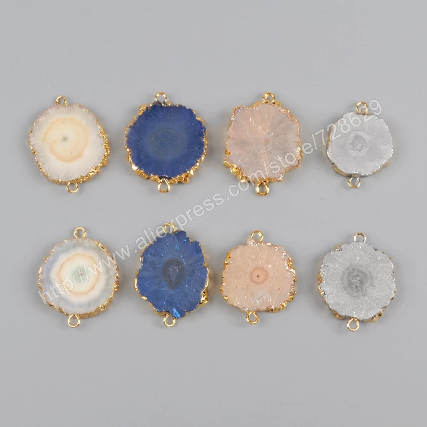 Natural Solar Quartz Gold Plated For Connector Bracelet Necklace Jewelry Making